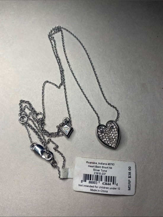 Vera Bradley Jewelry - Vera Bradley Silver Tone Bent Folded Heart  Pendant Necklace